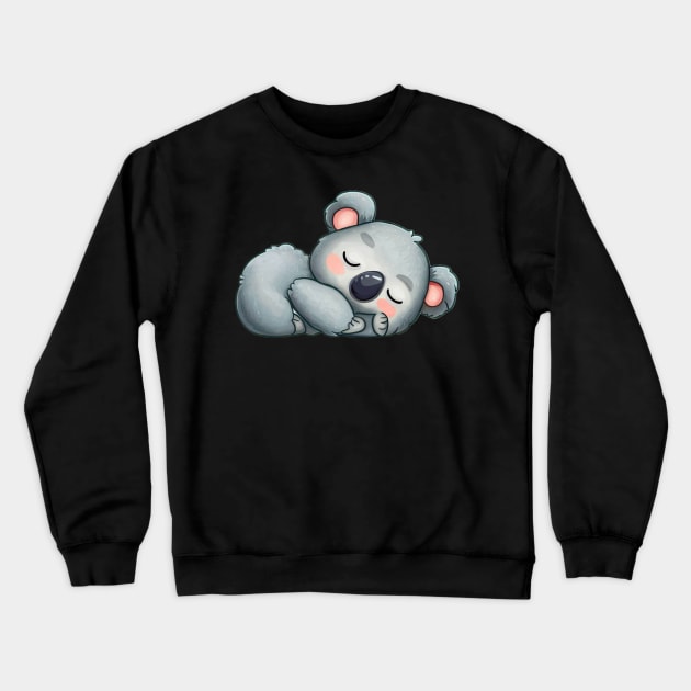 sleeping baby koala bear Crewneck Sweatshirt by Stupid Coffee Designs